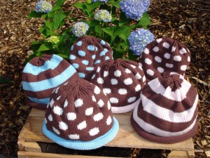 Kids hats - chocolate strips or polka dots
